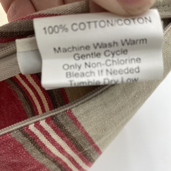 Pottery Barn Pillow Shams Set 2 Tan Red Striped 20"x20" Throw Pillows Cotton - Picture 10 of 10